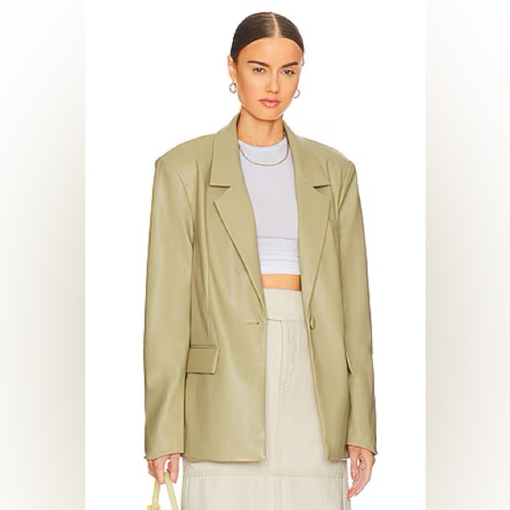WeWoreWhat Vegan Leather Blazer in Oat